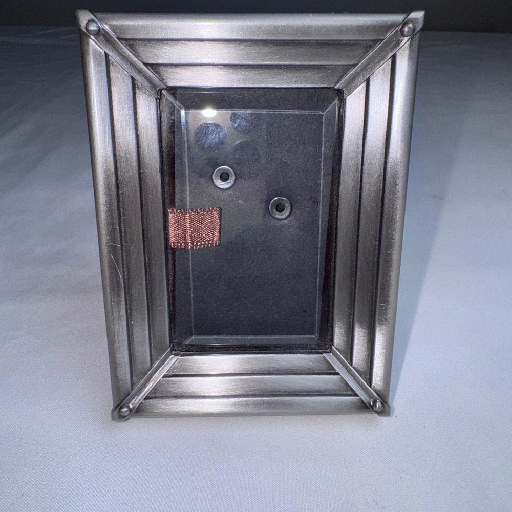 Thomas O'Brien Vintage Modern Pewter Tone Art Deco 2x3 Picture Frame